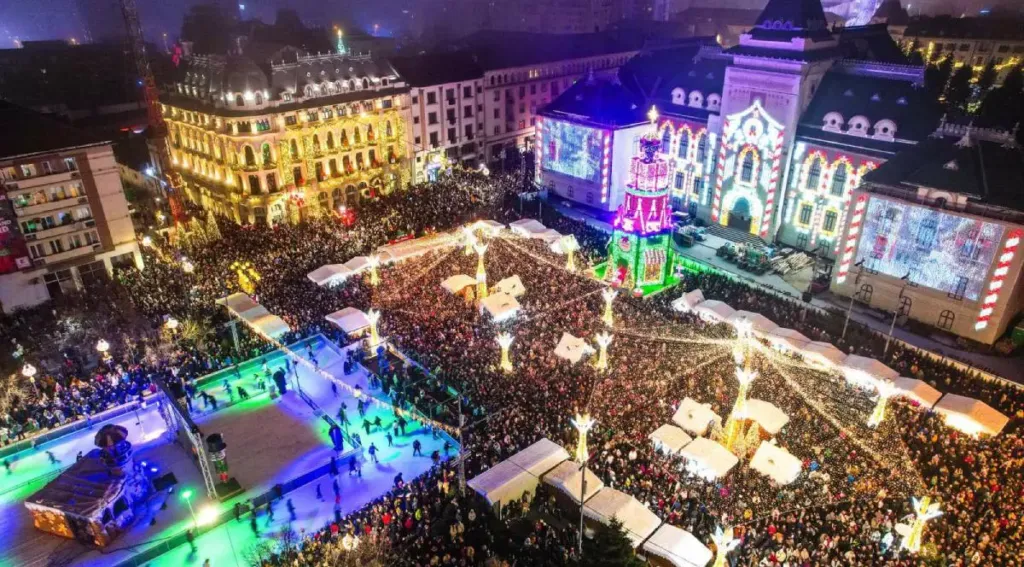Poza cu targul de Craciun de la Craiova
